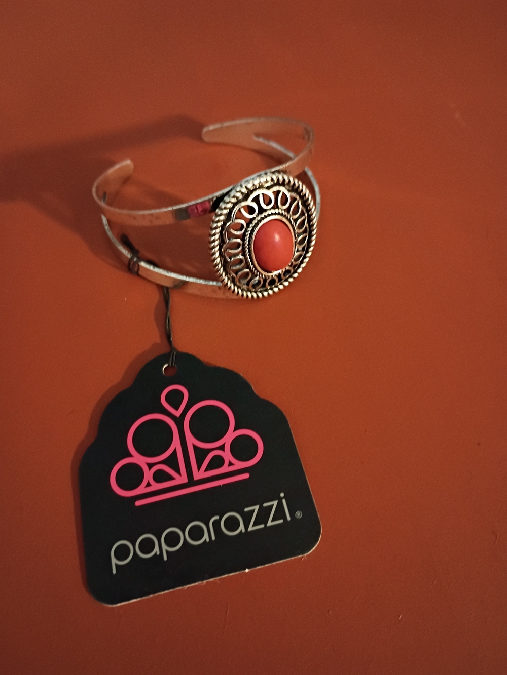 Paparazzi Coral Center Silver-Tone Filigree Cuff Bracelet